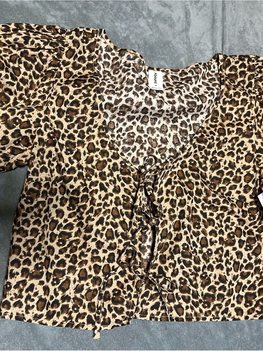Abound Leopard Print Tie-Front Top - Brown & Black